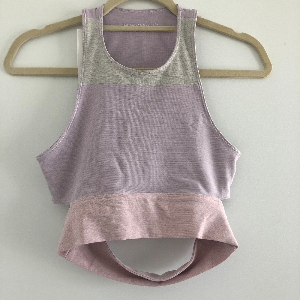 NWT OUTDOOR VOICES Tri-tone Slashback Crop